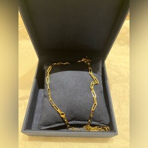 14K paper clip gold chain necklace